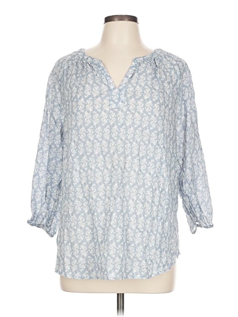 Pre-owned Purejill 3/4 Sleeve Blouse In Blue
