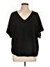 Lush 100% Polyester Black Short Sleeve Blouse Size L - photo 1