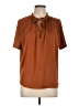 Worthington 100% Polyester Brown Short Sleeve Blouse Size L - photo 1