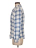 Maison Jules 100% Rayon Plaid Blue Long Sleeve Blouse Size M - photo 5