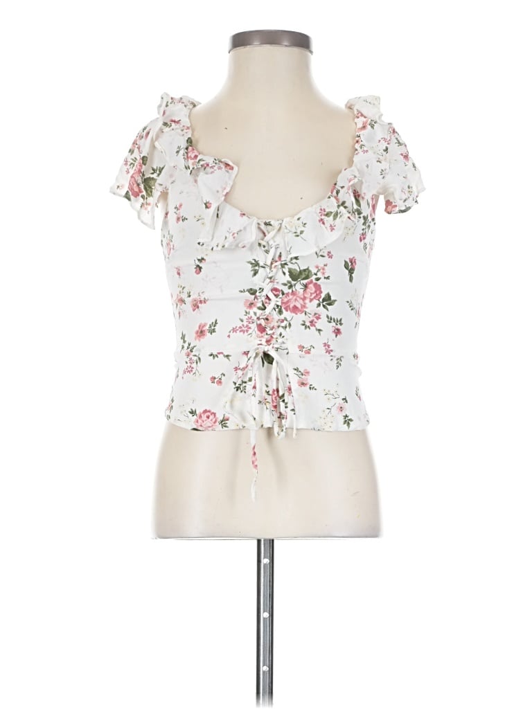 Pre-owned Reformation Short Sleeve Blouse In White