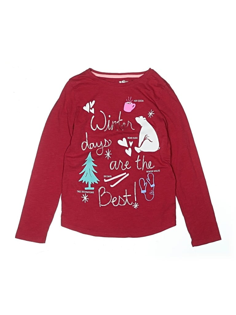 Pre-owned So Kids' Long Sleeve T-shirt In Burgundy