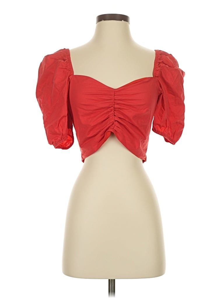 Adika Short Sleeve Top Red Sweetheart Neckline Tops