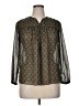 Oui Brown Green Long Sleeve Blouse Size 0X - photo 1