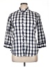 Foxcroft Checkered-gingham Blue 3/4 Sleeve Button-Down Shirt Size 14 - photo 1