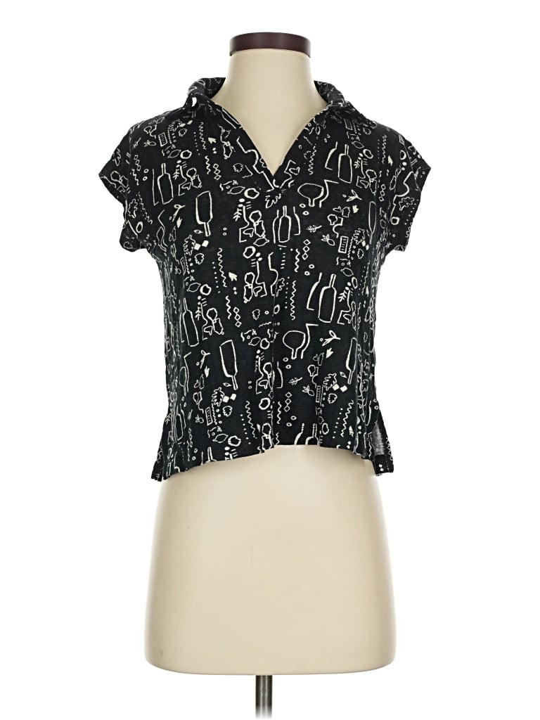 Pre-owned Nicole Miller Short Sleeve Polo Shirt In Black