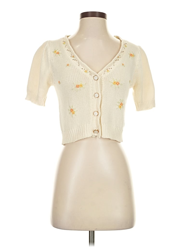 Pre-owned Heartloom Cardigan Sweater In White