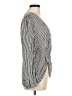 Something Navy 100% Rayon Stripes Black Long Sleeve Blouse Size M - photo 4