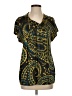 Donna Karan New York Paisley Teal Short Sleeve Silk Top Size 0 - photo 1