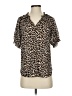 Ann Taylor LOFT 100% Polyester Animal Print Brown Short Sleeve Blouse Size XS - photo 1