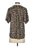 Ann Taylor LOFT 100% Polyester Animal Print Brown Short Sleeve Blouse Size XS - photo 2