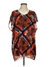CAbi 100% Polyester Floral Plaid Orange Short Sleeve Blouse Size S - photo 1