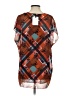 CAbi 100% Polyester Floral Plaid Orange Short Sleeve Blouse Size S - photo 2