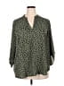 Lush 100% Polyester Animal Print Green 3/4 Sleeve Blouse Size 2X - photo 1
