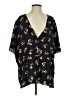 River Island 100% Polyester Floral Black Short Sleeve Blouse Size 26 waist - photo 1