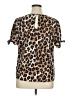 Zenobia 100% Polyester Animal Print Brown Short Sleeve Blouse Size XL - photo 2