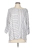 Keren Hart 100% Rayon Stripes Silver 3/4 Sleeve Blouse Size L - photo 1
