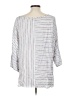 Keren Hart 100% Rayon Stripes Silver 3/4 Sleeve Blouse Size L - photo 2