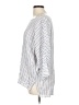 Keren Hart 100% Rayon Stripes Silver 3/4 Sleeve Blouse Size L - photo 5