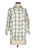 Blu Pepper 100% Cotton Plaid Ivory 3/4 Sleeve Button-Down Shirt Size S - photo 1
