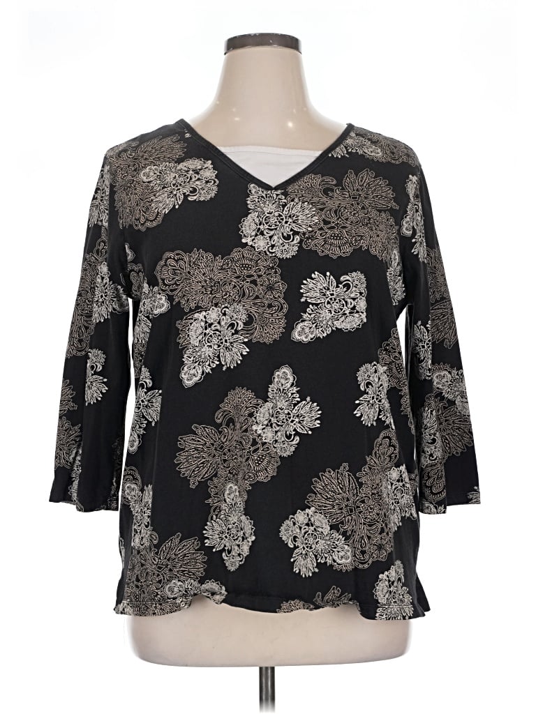 Pre-owned White Stag 3/4 Sleeve Blouse In Black