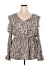 Oddi 100% Polyester Leopard Print Brown 3/4 Sleeve Blouse Size 3X - photo 1