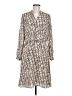 H&M 100% Polyester Print Tan Casual Dress Size 8 - photo 1