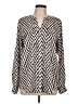 Calvin Klein 100% Polyester Chevron-herringbone Ivory Pink Long Sleeve Blouse Size L (estimated) - photo 1
