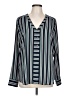 Express 100% Polyester Stripes Blue Long Sleeve Blouse Size L - photo 1