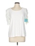 CeCe Solid White Short Sleeve Top Size L - photo 1