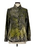 Susan Graver Animal Print Green Long Sleeve Blouse Size 6 - photo 1