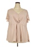 Torrid 100% Polyester Tan Short Sleeve Blouse Size 2X Plus (2) - photo 1