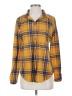 Bobbie Brooks 100% Polyester Plaid Yellow Long Sleeve Blouse Size S - photo 1