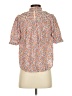 Ann Taylor 100% Polyester Floral Ivory Short Sleeve Blouse Size XXS - photo 2