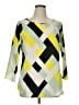 Kay Celine 100% Polyester Argyle Yellow Black 3/4 Sleeve Blouse Size XL - photo 1