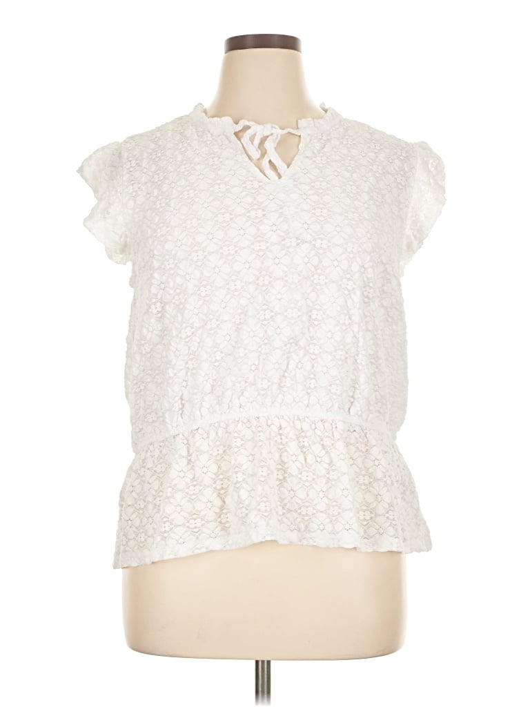 Pre-owned Badgley Mischka Sleeveless Blouse In White