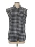 Aqua 100% Cotton Plaid Gray Sleeveless Button-Down Shirt Size M - photo 1