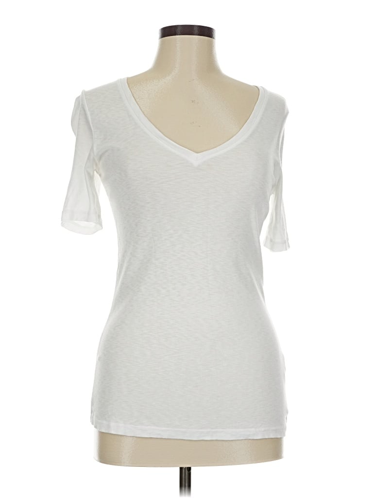 Pre-owned Three Dots Short Sleeve T-shirt In White
