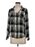 Gemma 100% Silk Plaid Black 3/4 Sleeve Silk Top Size S - photo 1