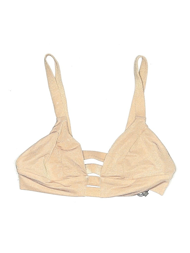 Pre-owned Vitamin A Swimsuit Top Tan Solid Pattern Swimwear In Brown