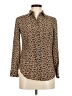 J.Crew 100% Silk Animal Print Brown Long Sleeve Silk Top Size 00 - photo 1