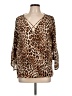 Bold Elements 100% Polyester Animal Print Brown 3/4 Sleeve Blouse Size L - photo 1