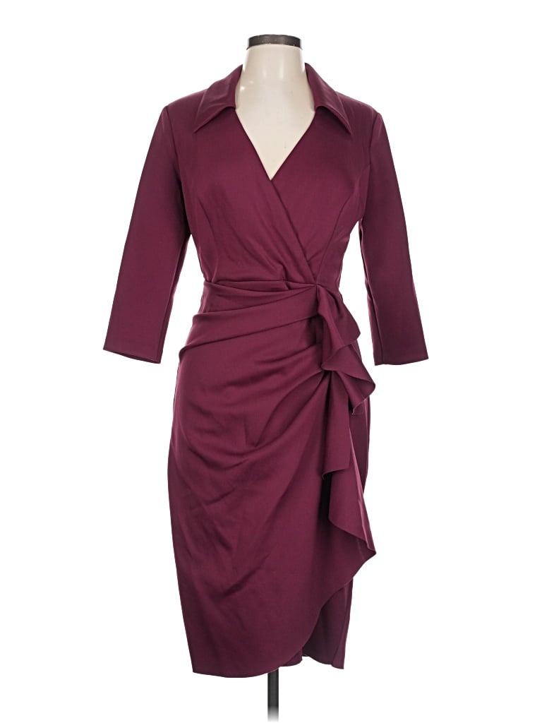Pre-owned Xscape Cocktail Dress In Burgundy