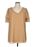 Reba 100% Polyester Tan Short Sleeve Blouse Size M (estimated) - photo 1
