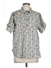 Lane Bryant Print Silver Short Sleeve Button-Down Shirt Size 12 - photo 1