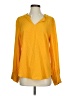 Talbots 100% Rayon Polka Dots Yellow Long Sleeve Blouse Size S - photo 1