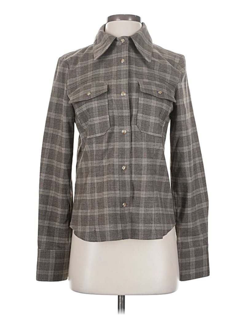 Mng Long Sleeve Blouse In Gray