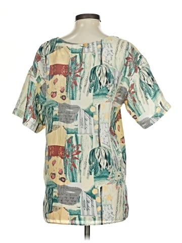 Oscar De La Renta Short Sleeve Silk Top (view 2)