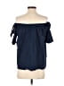In Style 100% Cotton Blue Short Sleeve Blouse Size S - photo 2