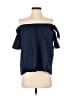 In Style 100% Cotton Blue Short Sleeve Blouse Size S - photo 1